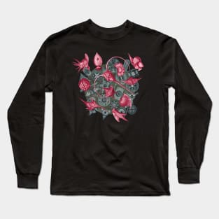 Ernst Haeckel Red Peridinea on Cerulean  Diatoms Long Sleeve T-Shirt